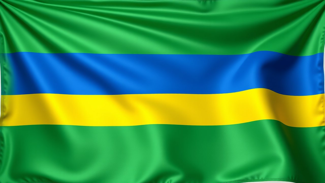 Flag of Gabon 🇬🇦 in 3d glossy render style