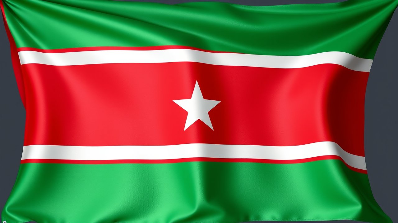 Flag of Gambia 🇬🇲 in 3d glossy render style