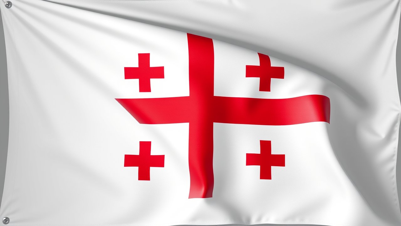 Flag of Georgia 🇬🇪 in 3d glossy render style