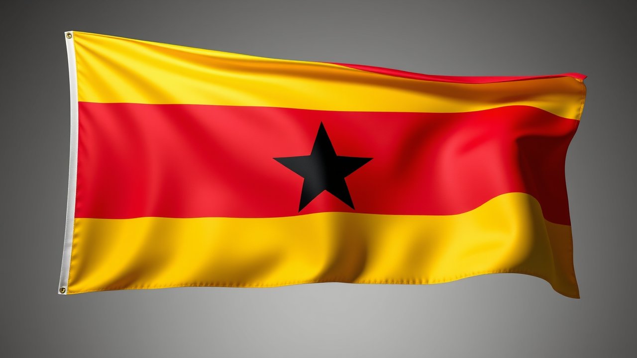 Flag of Ghana 🇬🇭 in 3d glossy render style