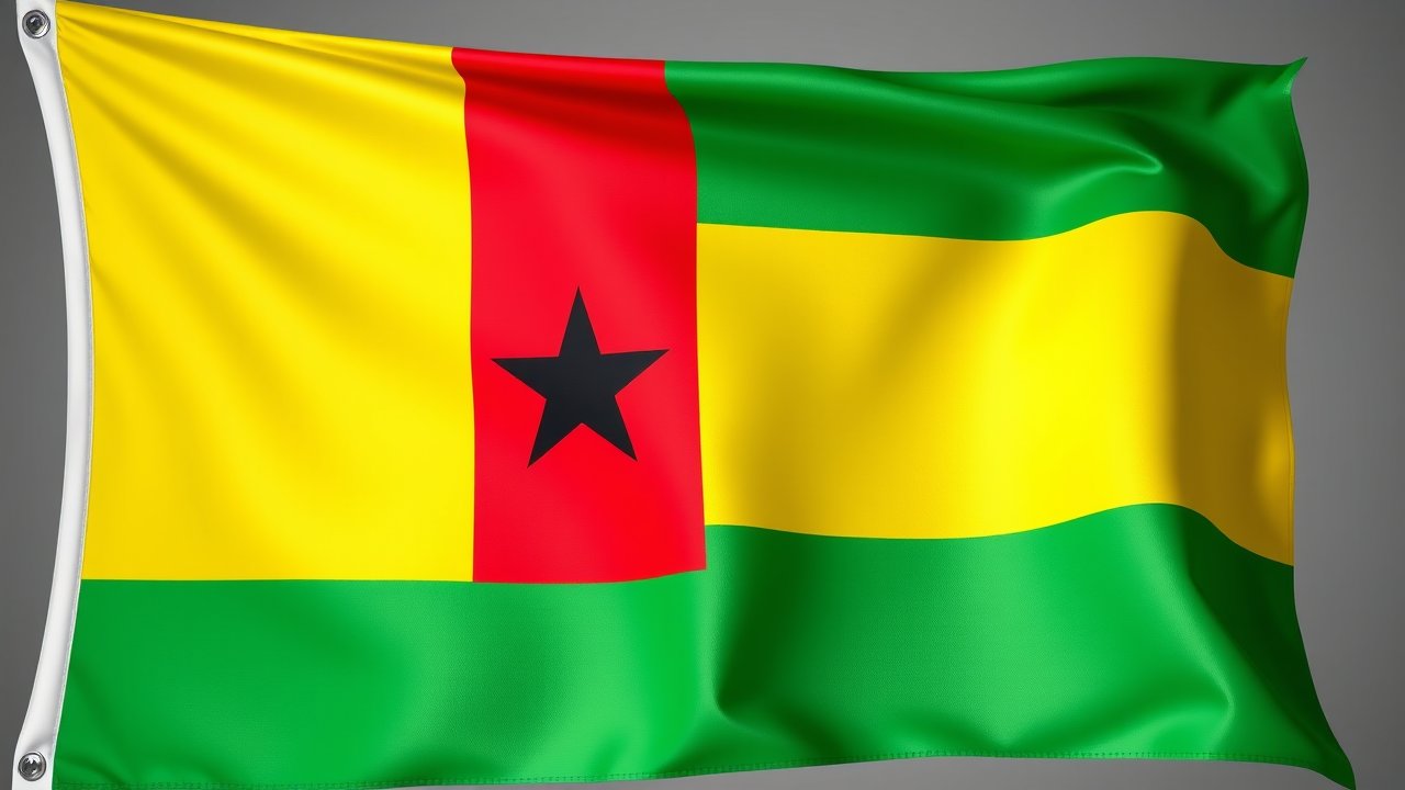Flag of Guinea-Bissau 🇬🇼 in 3d glossy render style