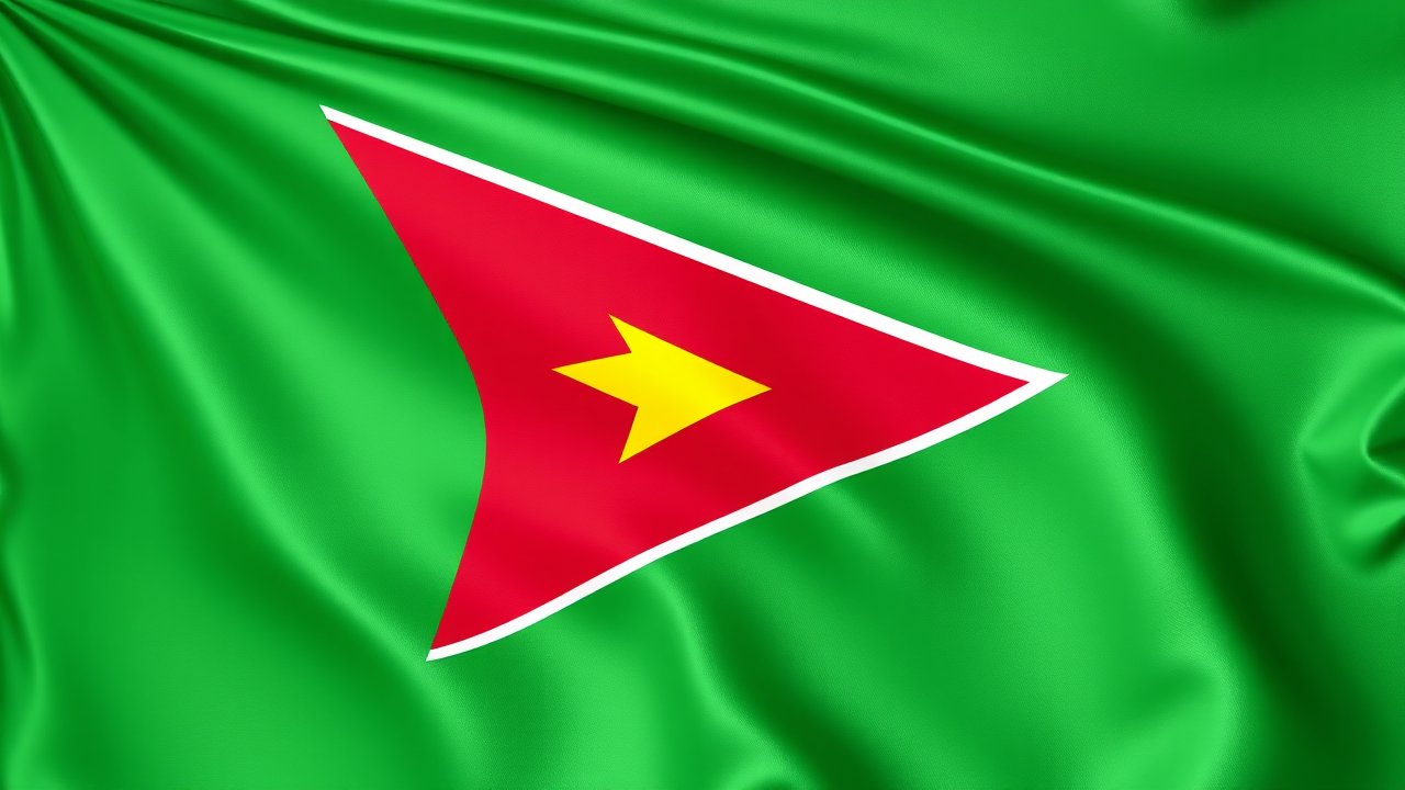 Flag of Guyana 🇬🇾 in 3d glossy render style