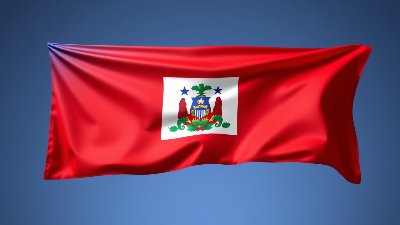 Flag of Haiti 🇭🇹 in 3d glossy render style