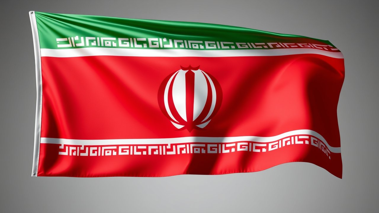 Flag of Iran 🇮🇷 in 3d glossy render style
