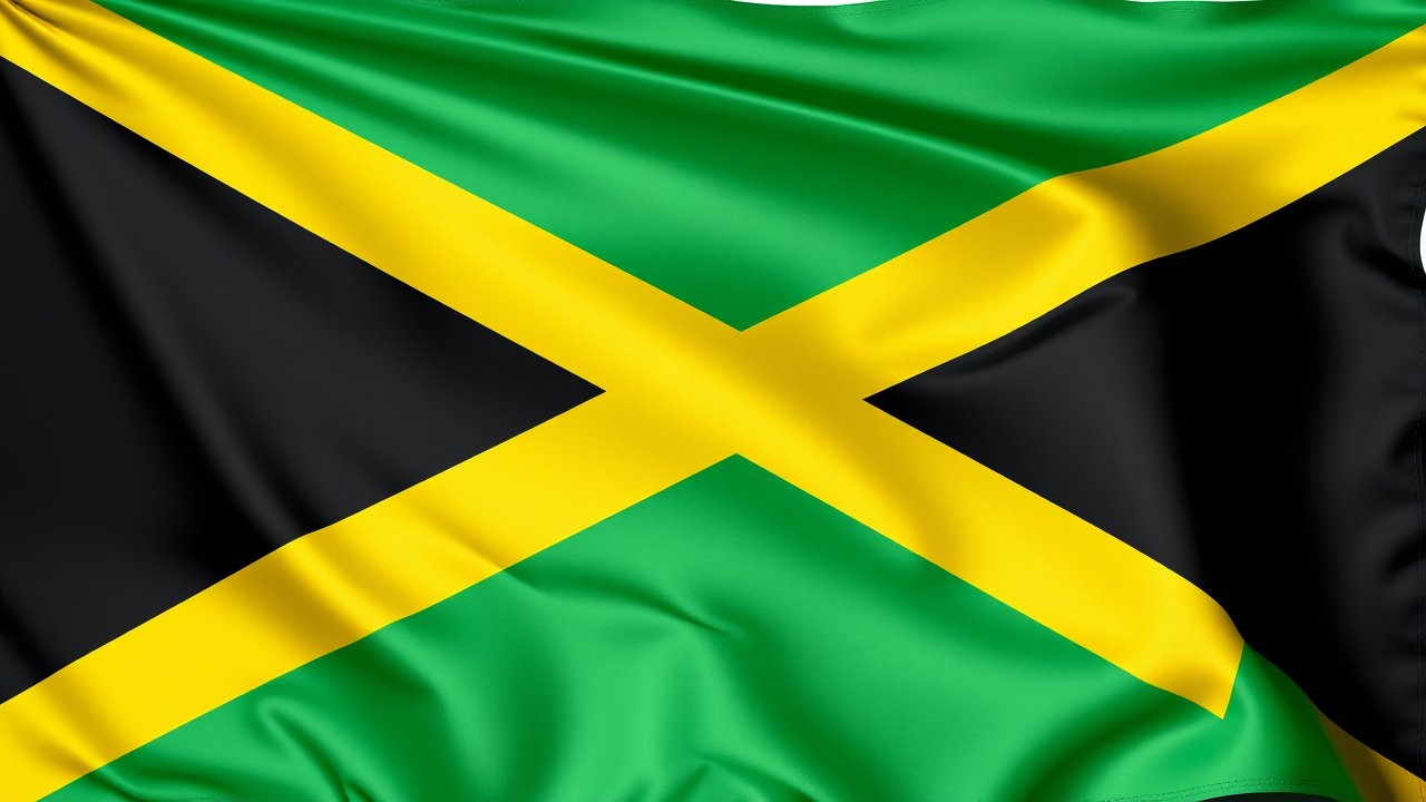 Flag of Jamaica 🇯🇲 in 3d glossy render style
