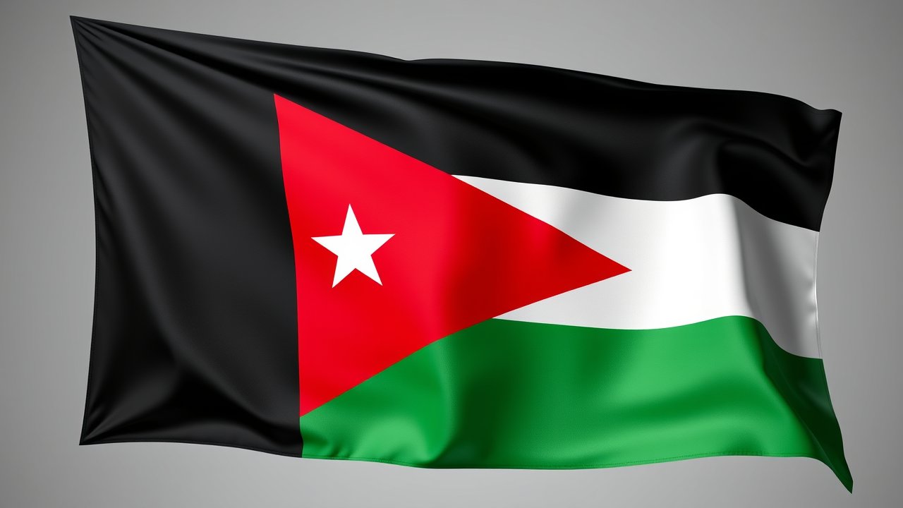 Flag of Jordan 🇯🇴 in 3d glossy render style