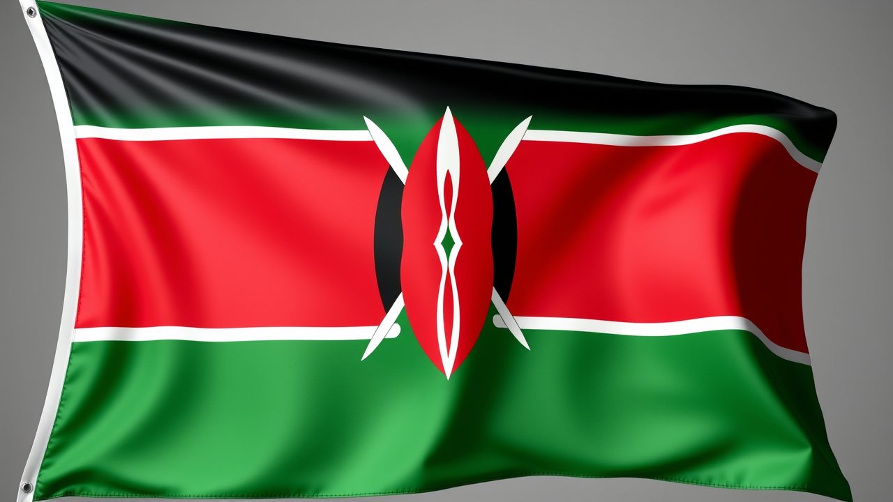 Flag of Kenya 🇰🇪 in 3d glossy render style