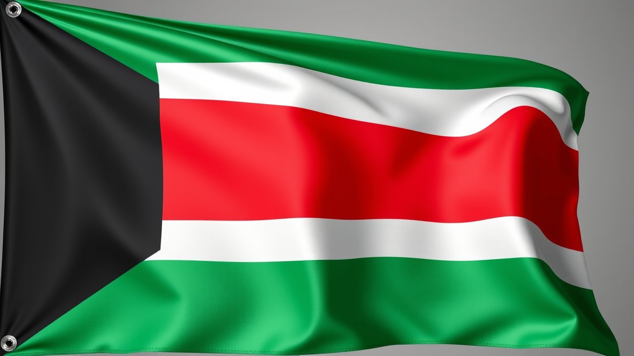 Flag of Kuwait 🇰🇼 in 3d glossy render style