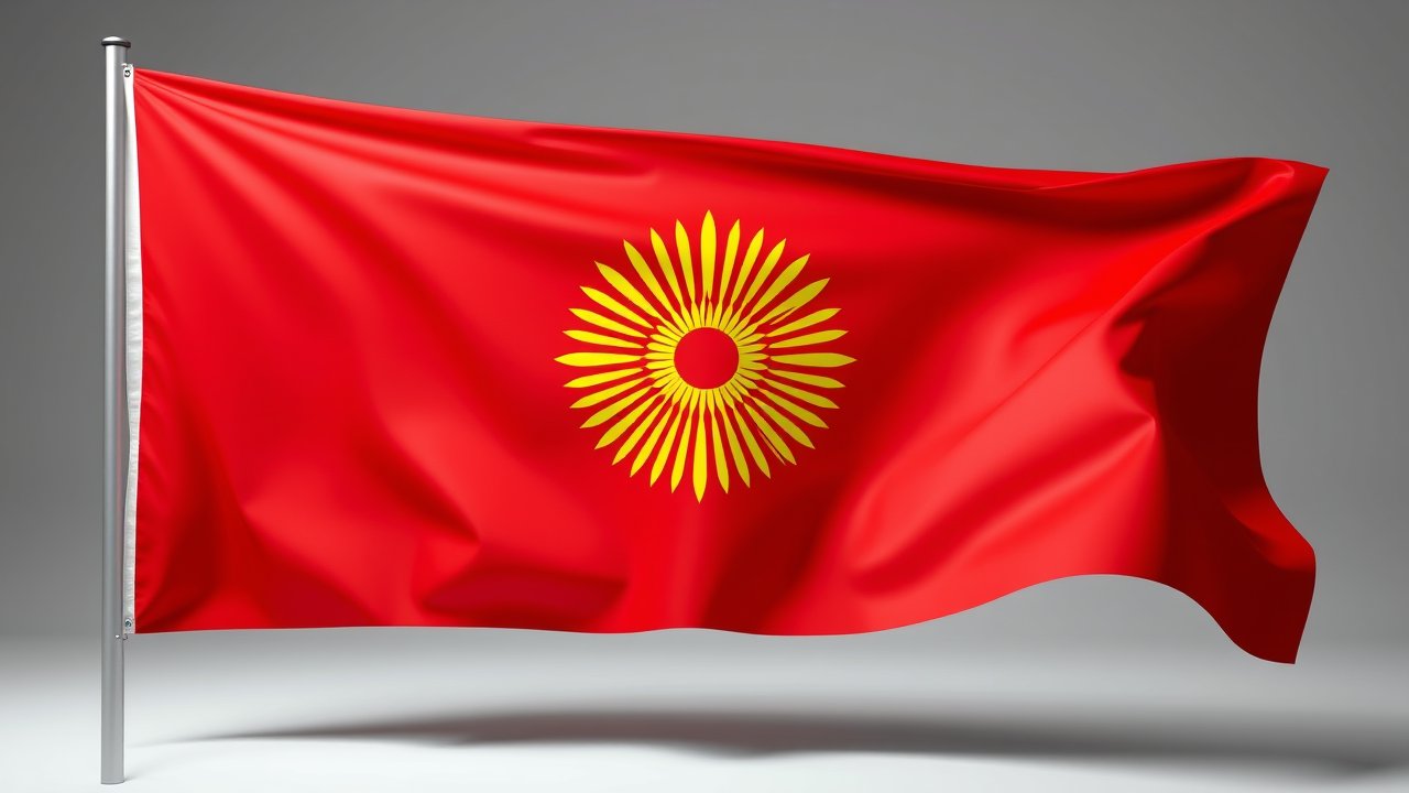 Flag of Kyrgyzstan 🇰🇬 in 3d glossy render style