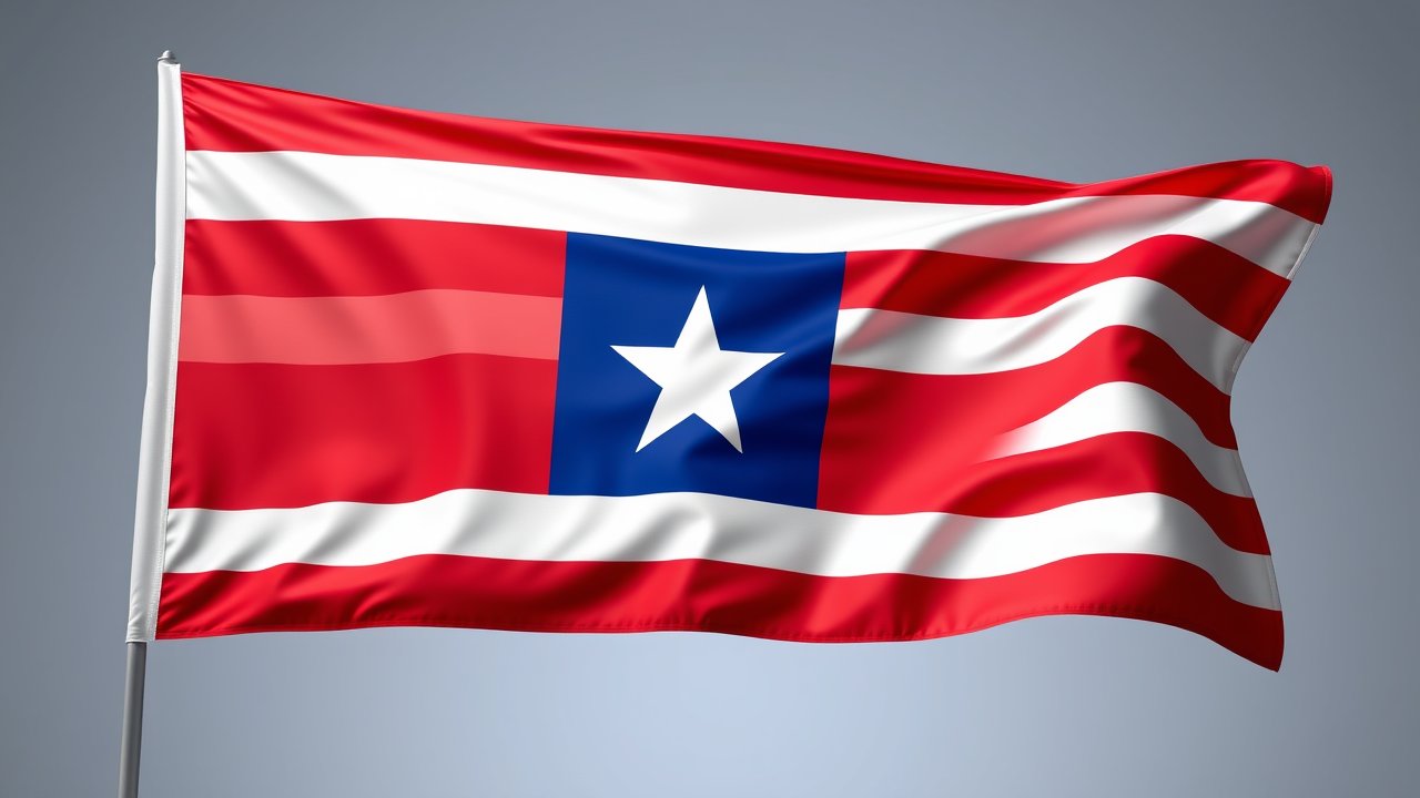 Flag of Liberia 🇱🇷 in 3d glossy render style