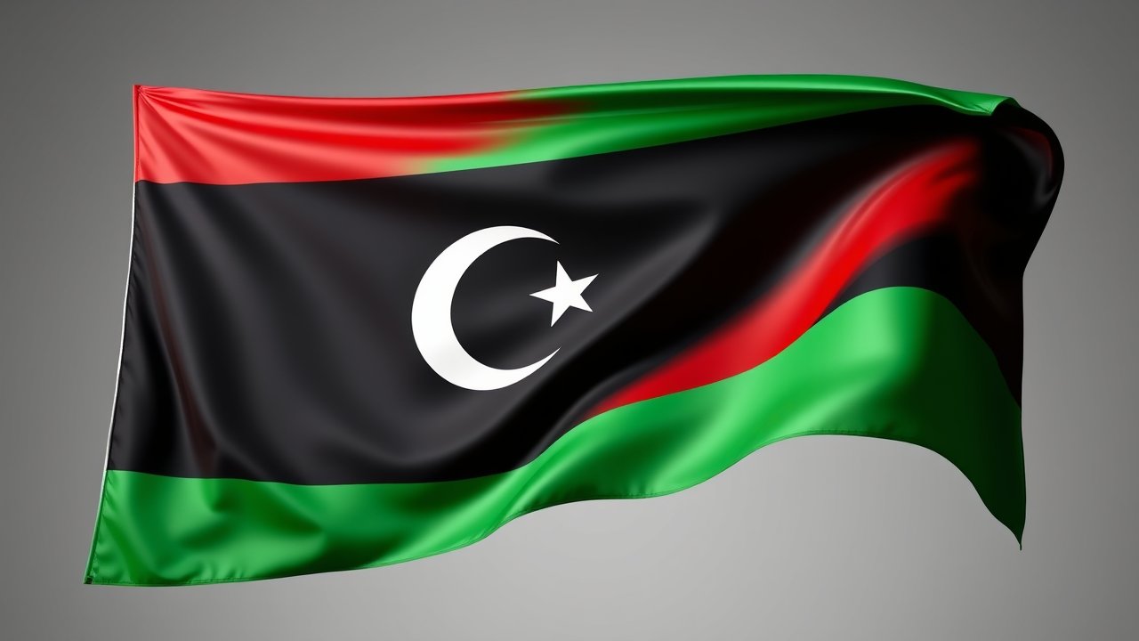 Flag of Libya 🇱🇾 in 3d glossy render style