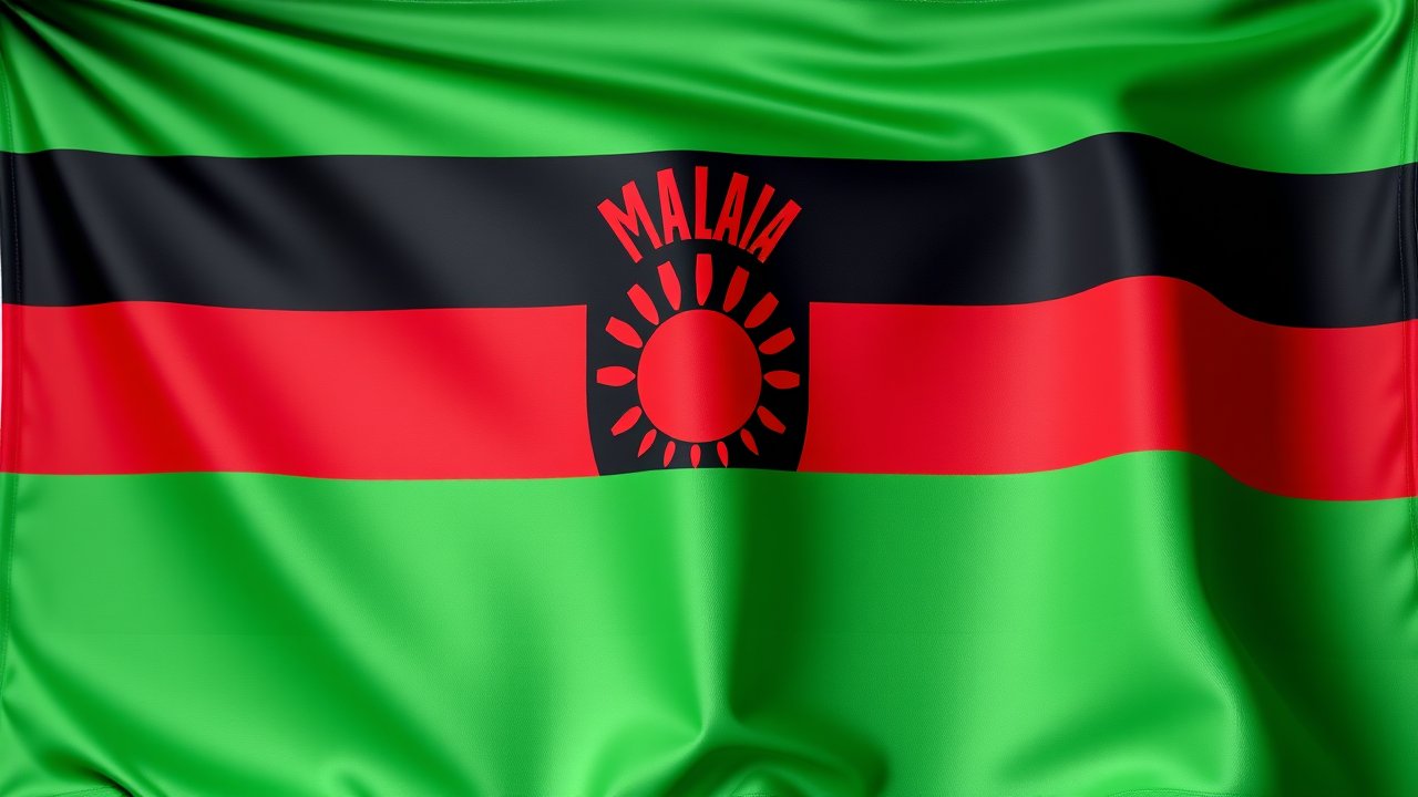 Flag of Malawi 🇲🇼 in 3d glossy render style