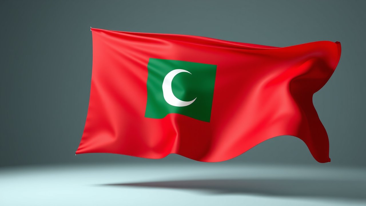 Flag of Maldives 🇲🇻 in 3d glossy render style