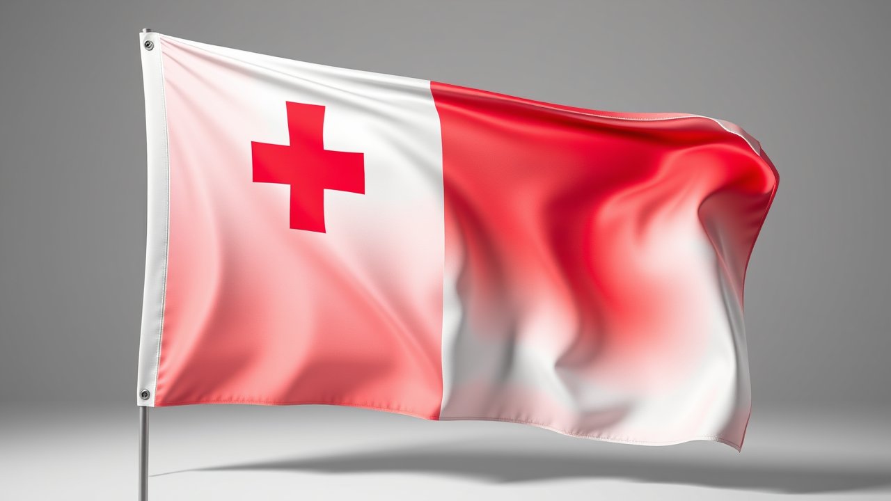 Flag of Malta 🇲🇹 in 3d glossy render style