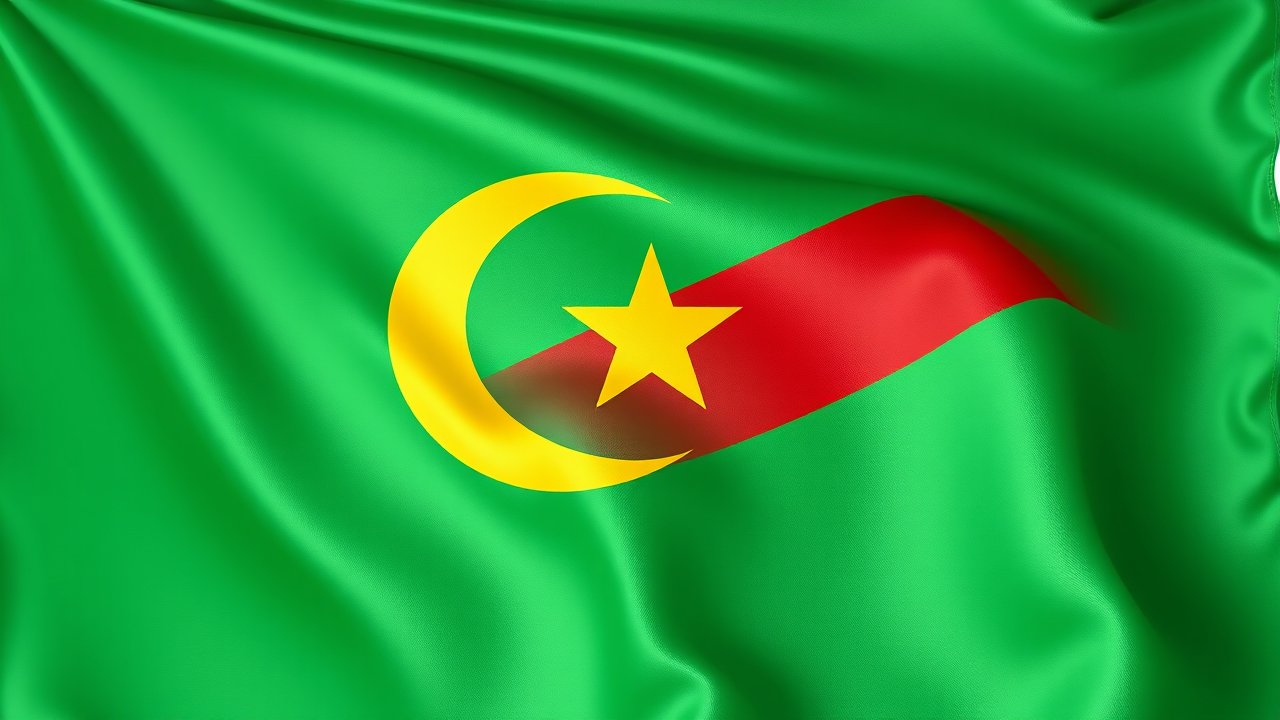 Flag of Mauritania 🇲🇷 in 3d glossy render style
