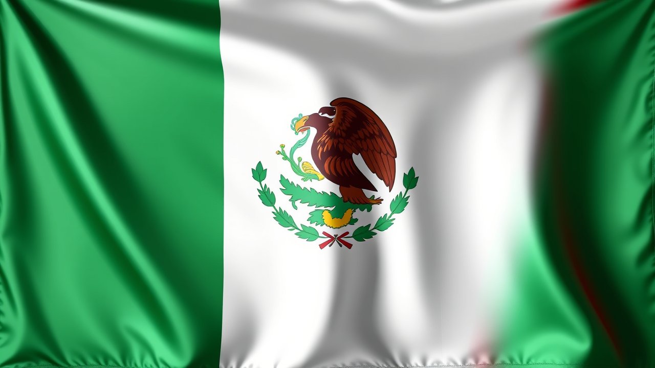 Flag of Mexico 🇲🇽 in 3d glossy render style
