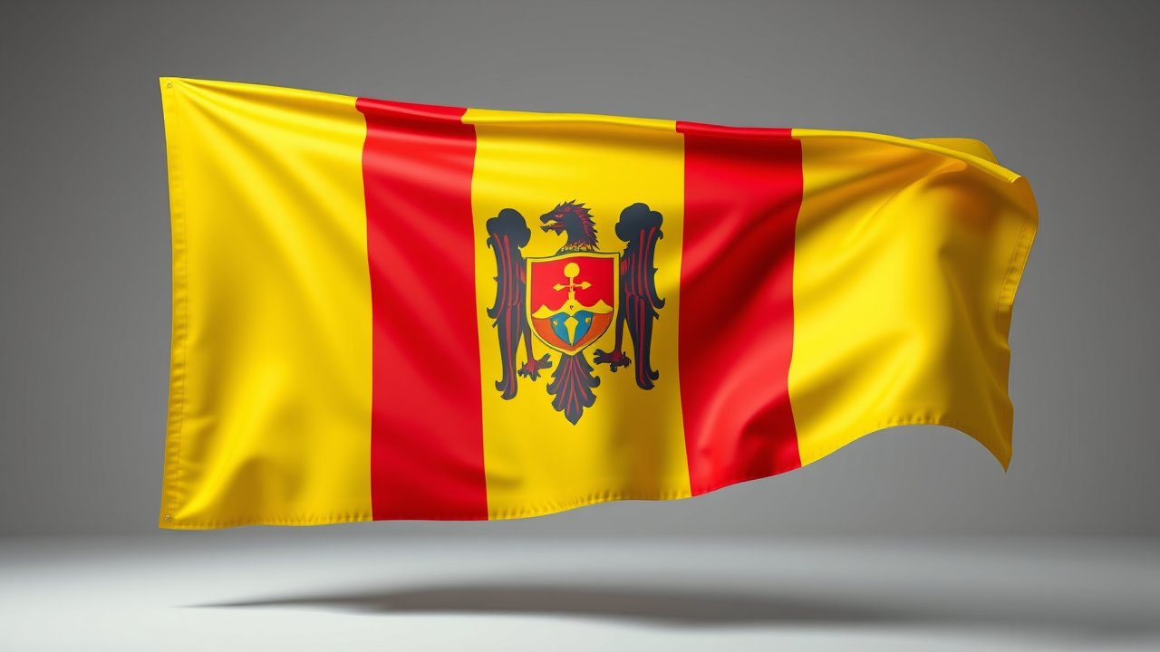 Flag of Moldova 🇲🇩 in 3d glossy render style