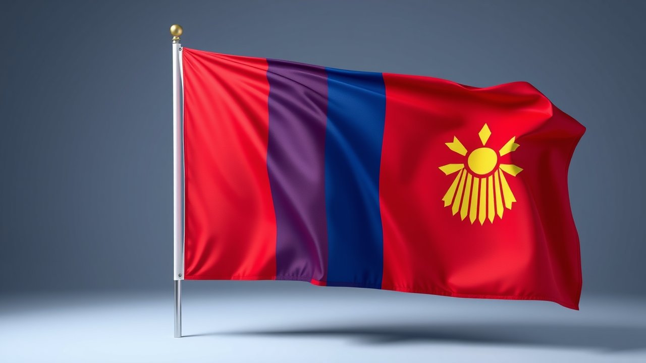 Flag of Mongolia 🇲🇳 in 3d glossy render style