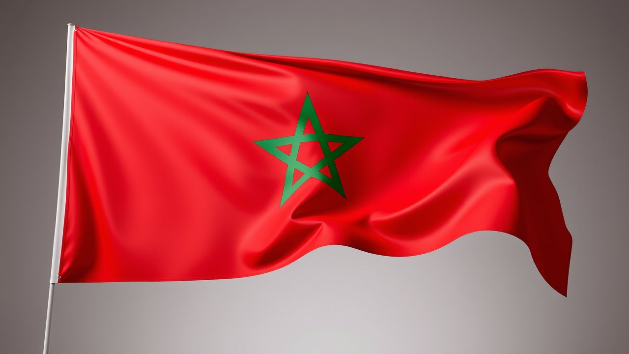 Flag of Morocco 🇲🇦 in 3d glossy render style