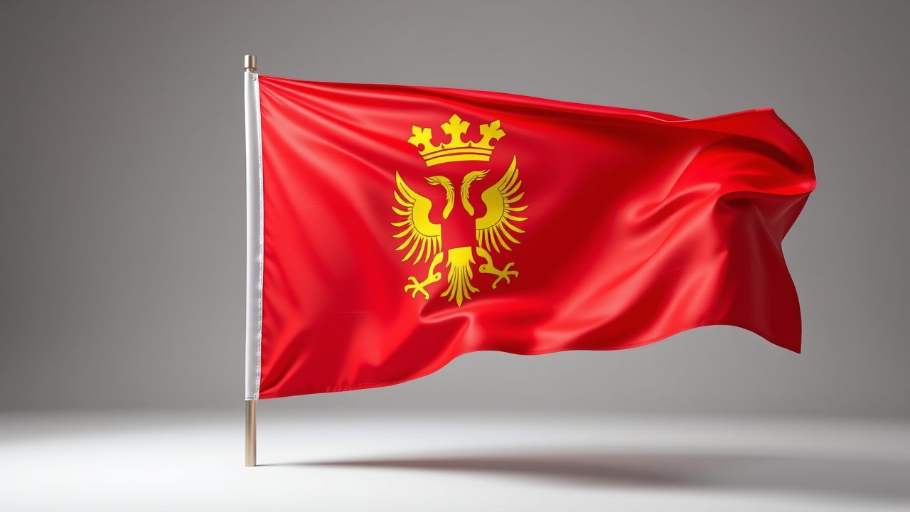 Flag of Montenegro 🇲🇪 in 3d glossy render style