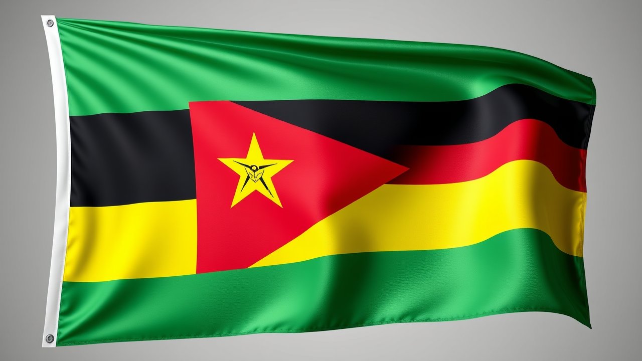 Flag of Mozambique 🇲🇿 in 3d glossy render style