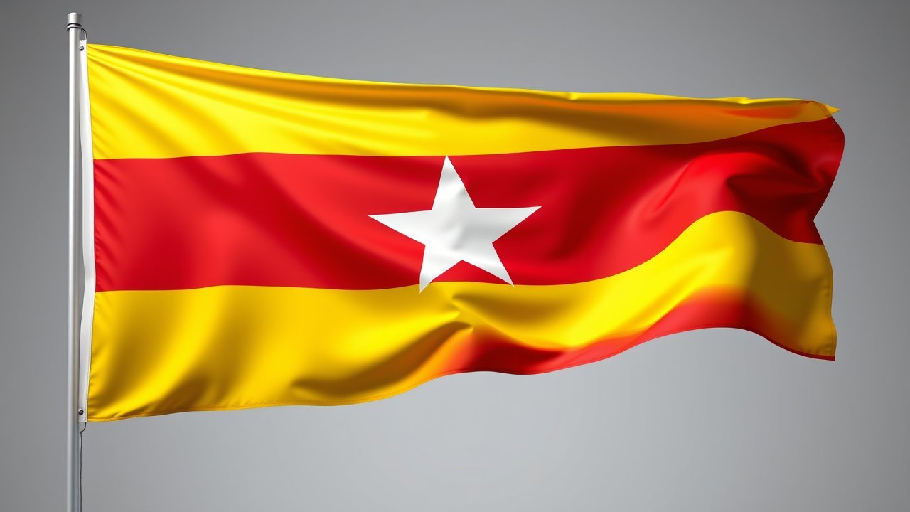 Flag of Myanmar (Burma) 🇲🇲 in 3d glossy render style