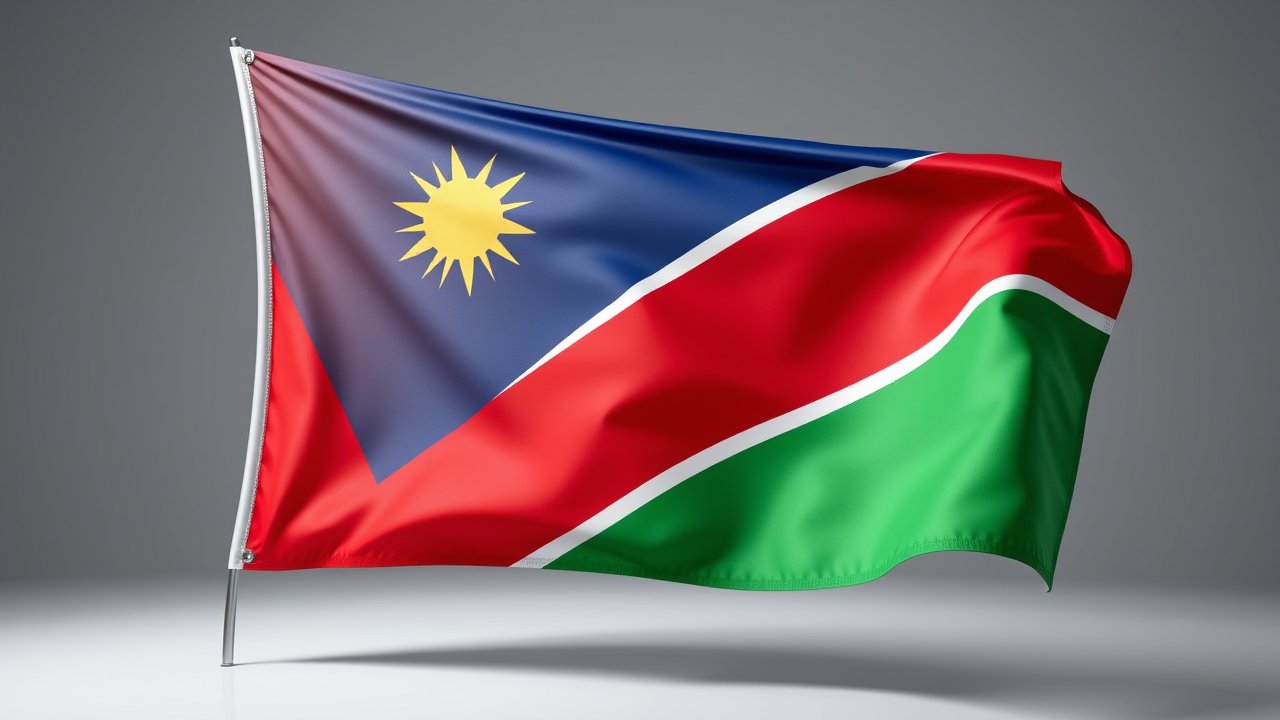 Flag of Namibia 🇳🇦 in 3d glossy render style