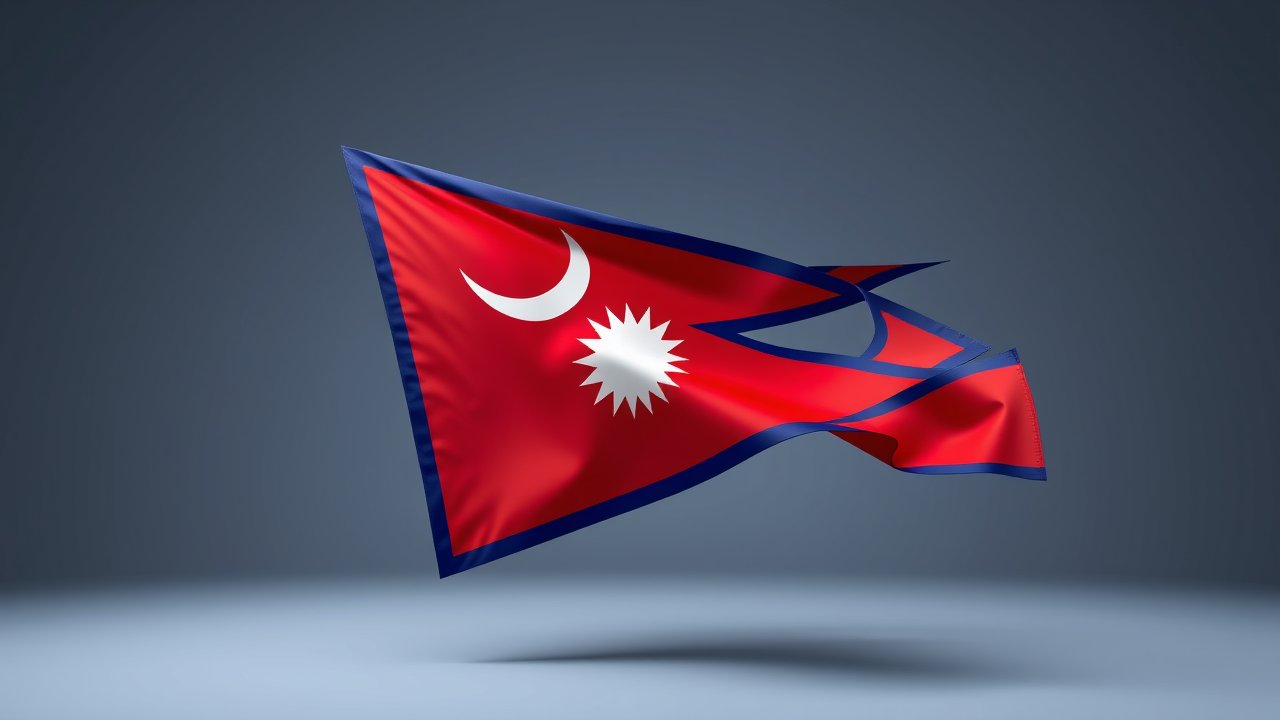 Flag of Nepal 🇳🇵 in 3d glossy render style