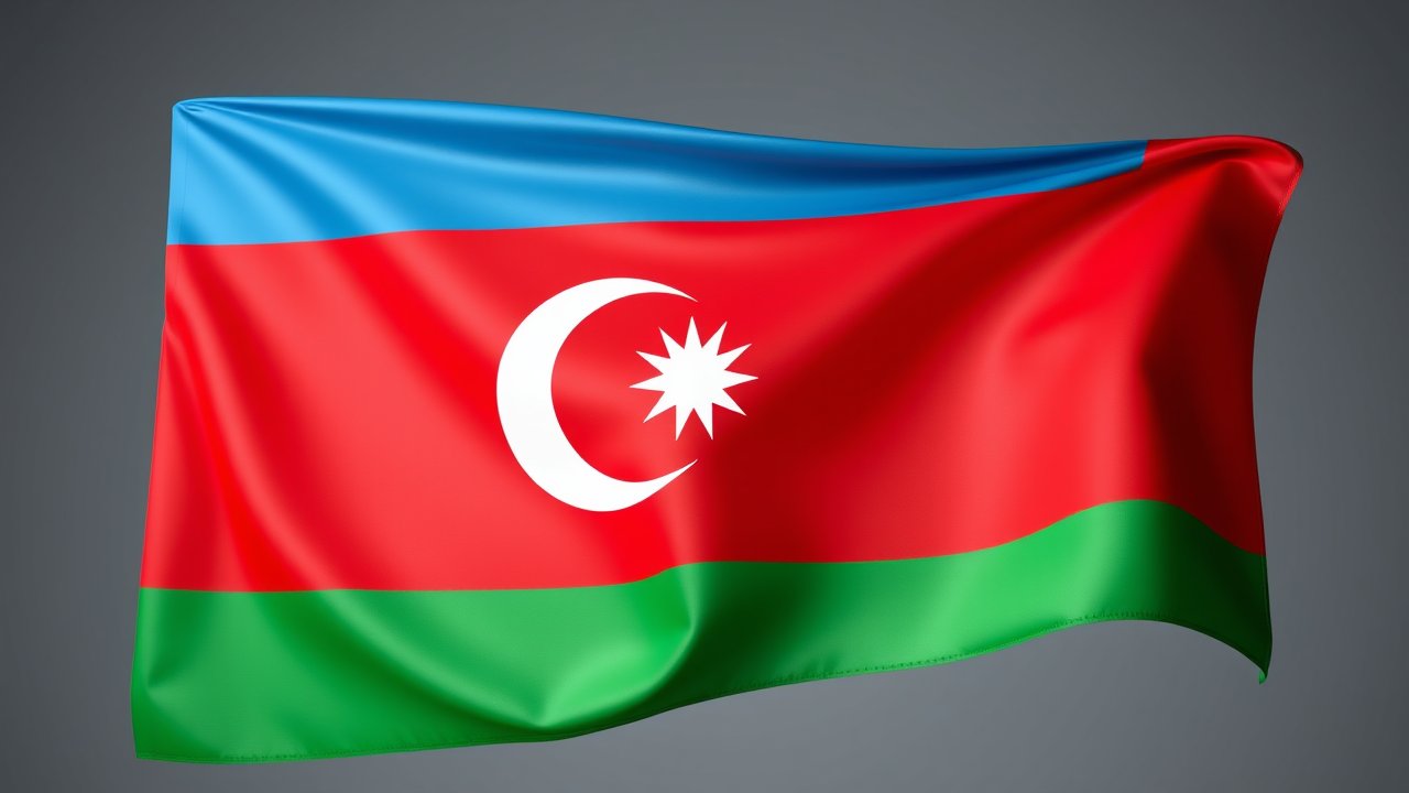 Flag of Azerbaijan 🇦🇿 in 3d glossy render style