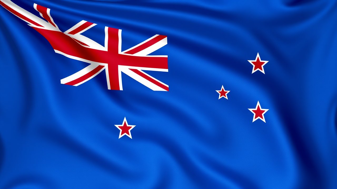 Flag of New Zealand 🇳🇿 in 3d glossy render style