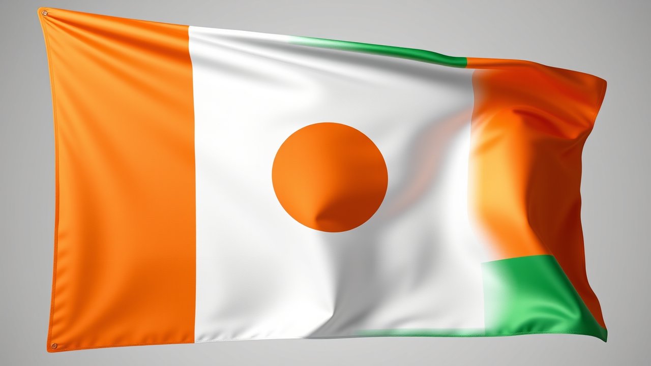 Flag of Niger 🇳🇪 in 3d glossy render style