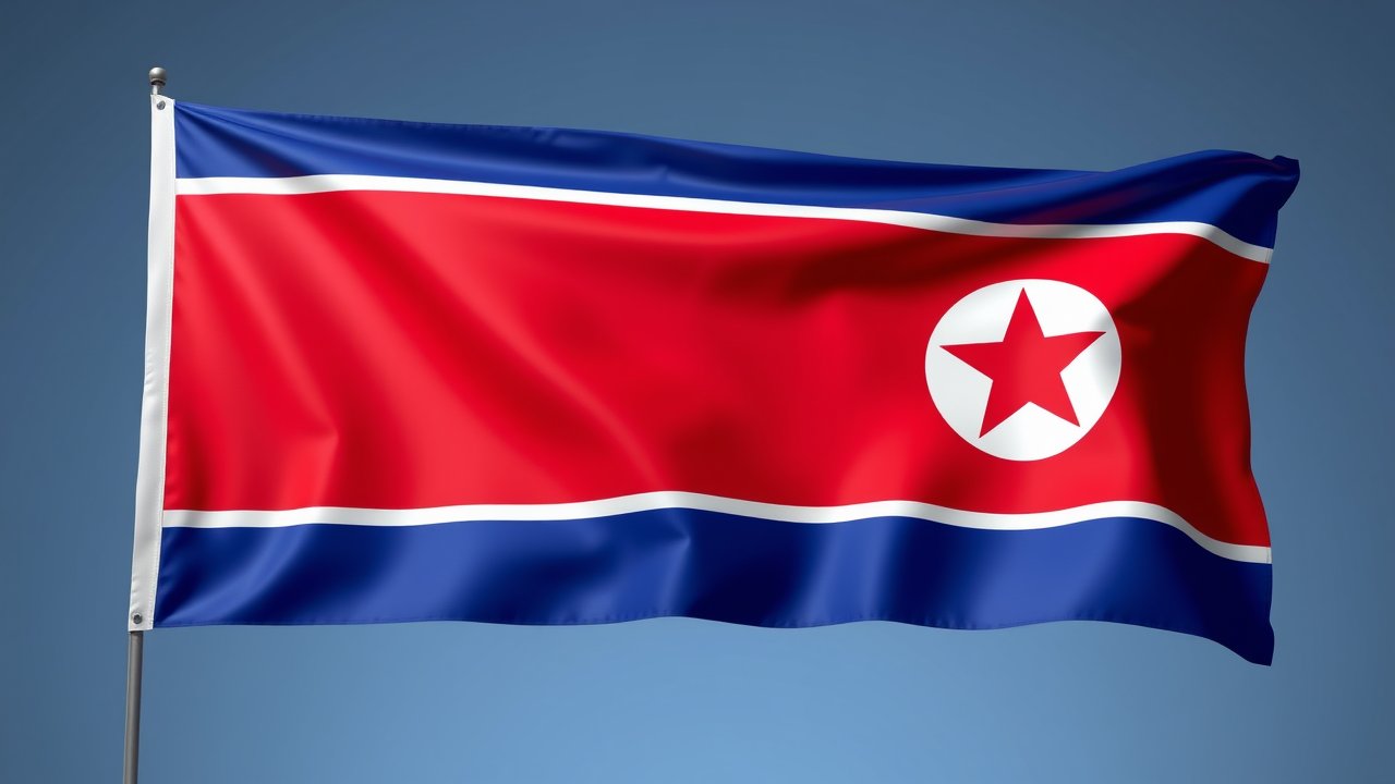 Flag of North Korea 🇰🇵 in 3d glossy render style
