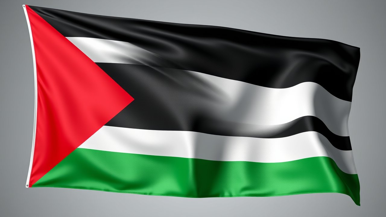 Flag of Palestine State 🇵🇸 in 3d glossy render style