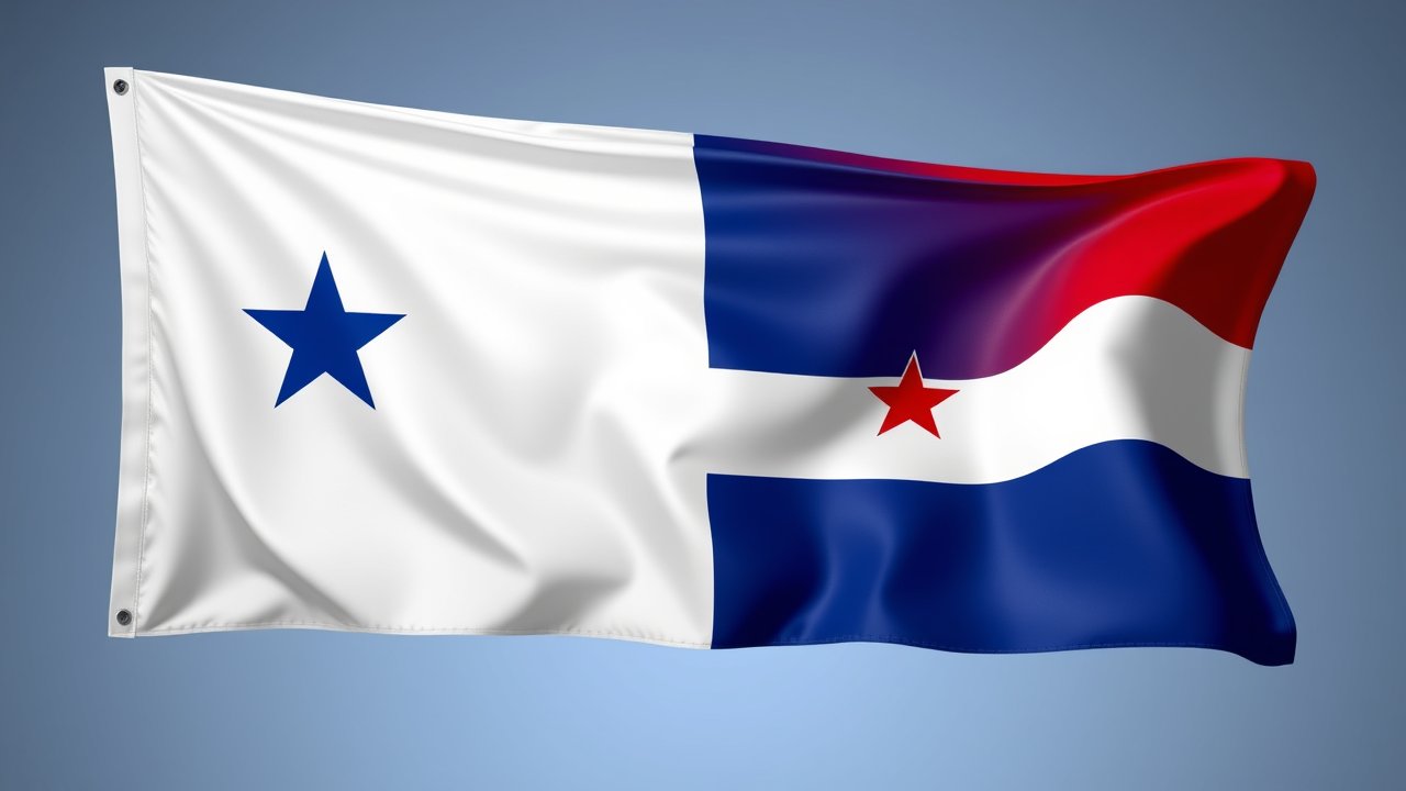 Flag of Panama 🇵🇦 in 3d glossy render style