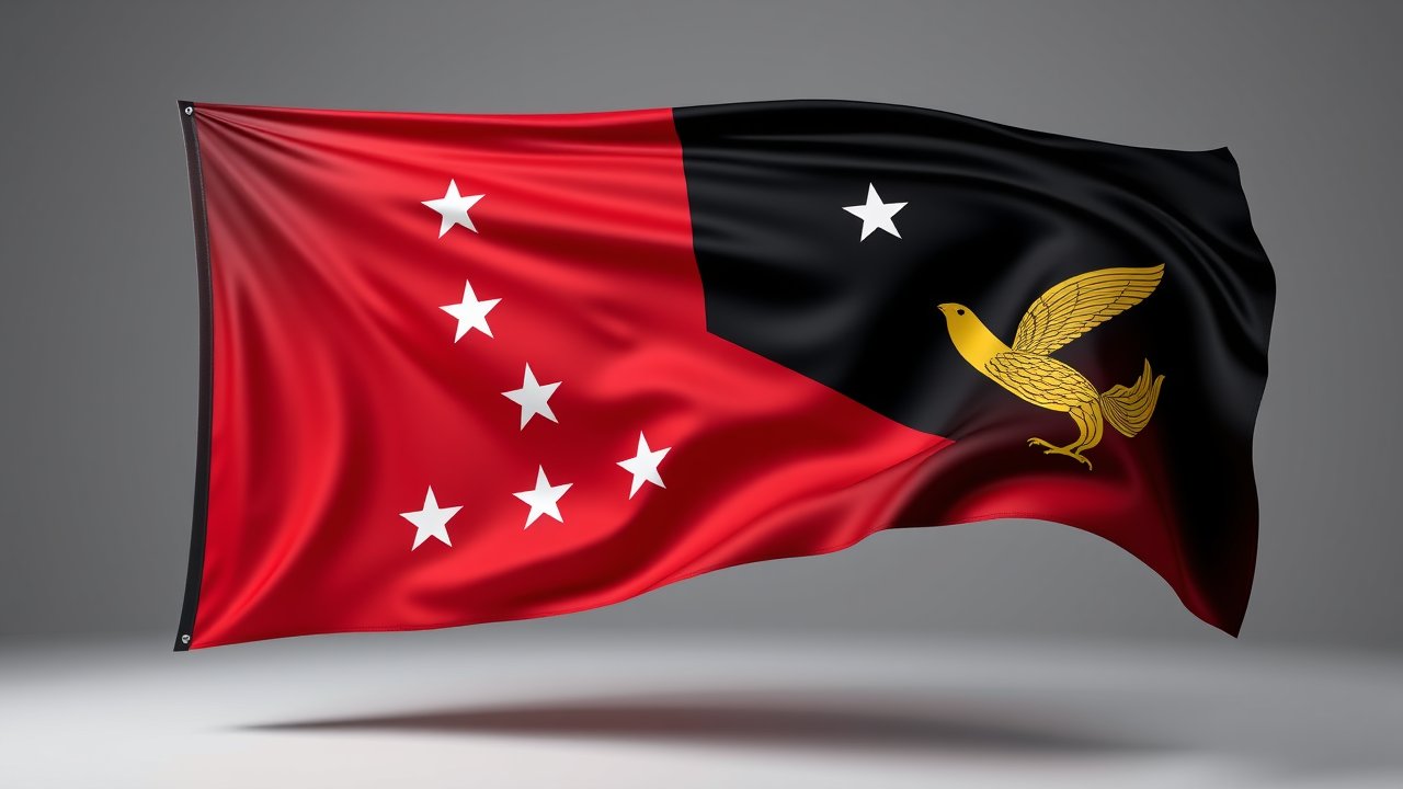 Flag of Papua New Guinea 🇵🇬 in 3d glossy render style