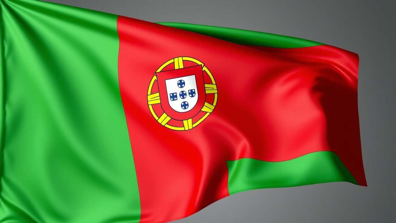 Flag of Portugal 🇵🇹 in 3d glossy render style