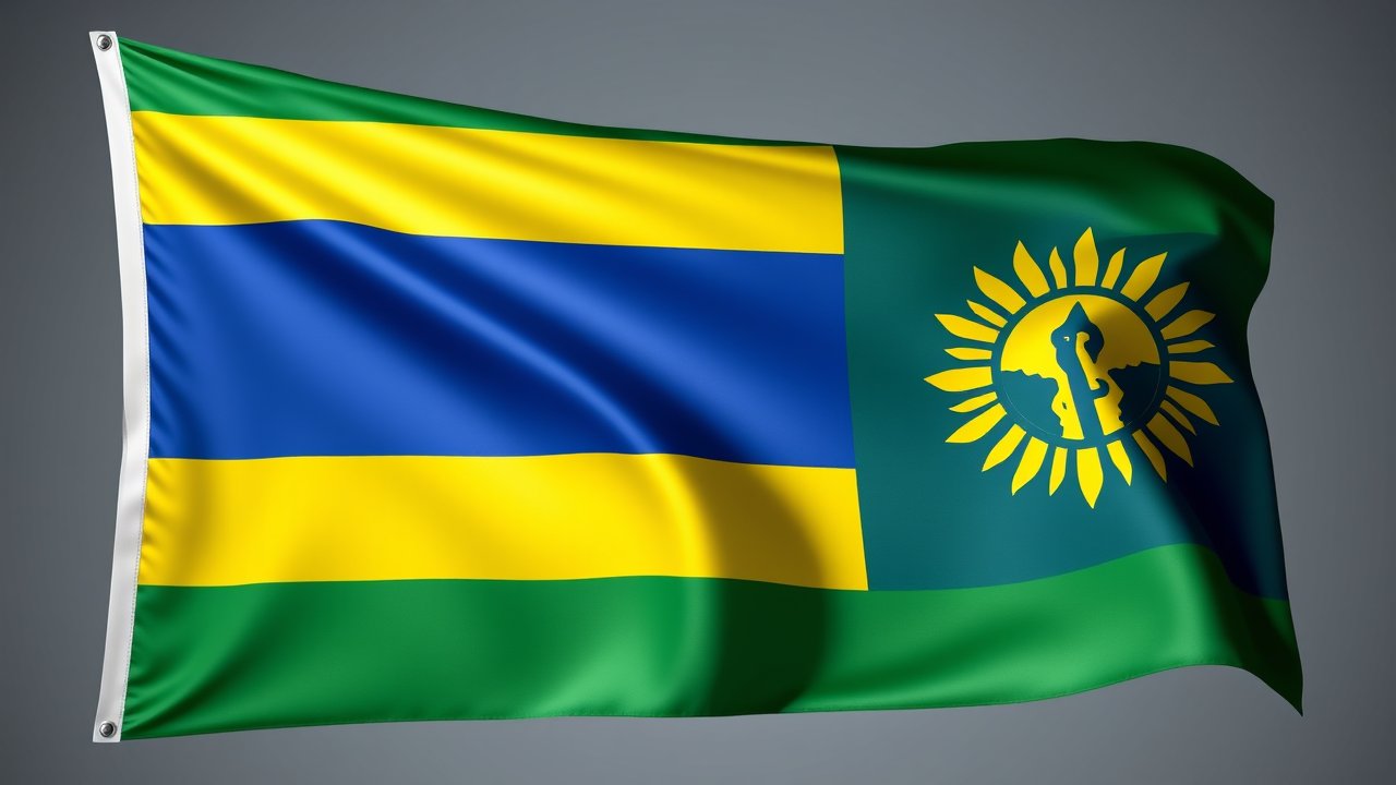 Flag of Rwanda 🇷🇼 in 3d glossy render style