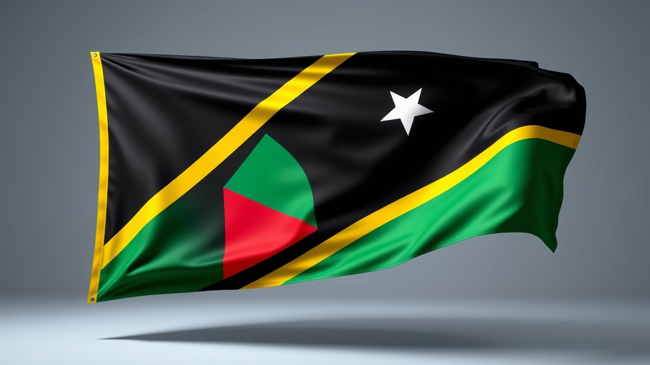 Flag of Saint Kitts and Nevis 🇰🇳 in 3d glossy render style