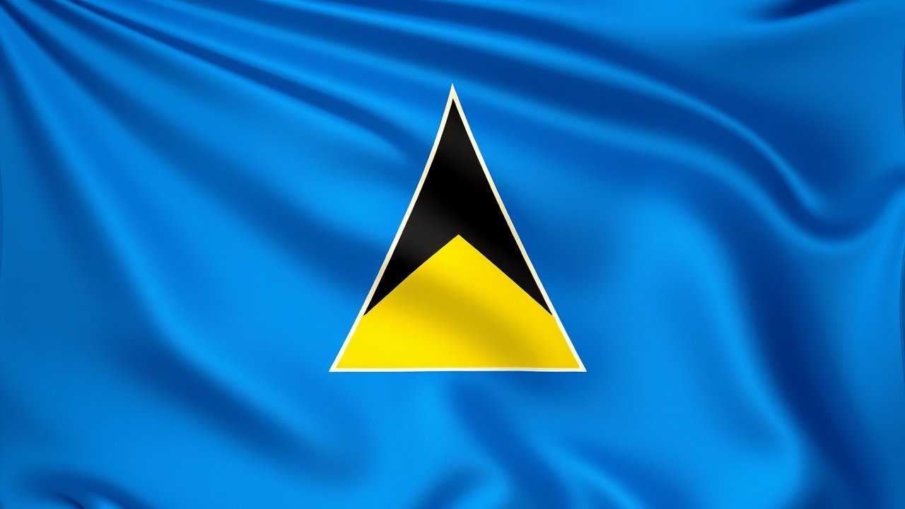 Flag of Saint Lucia 🇱🇨 in 3d glossy render style