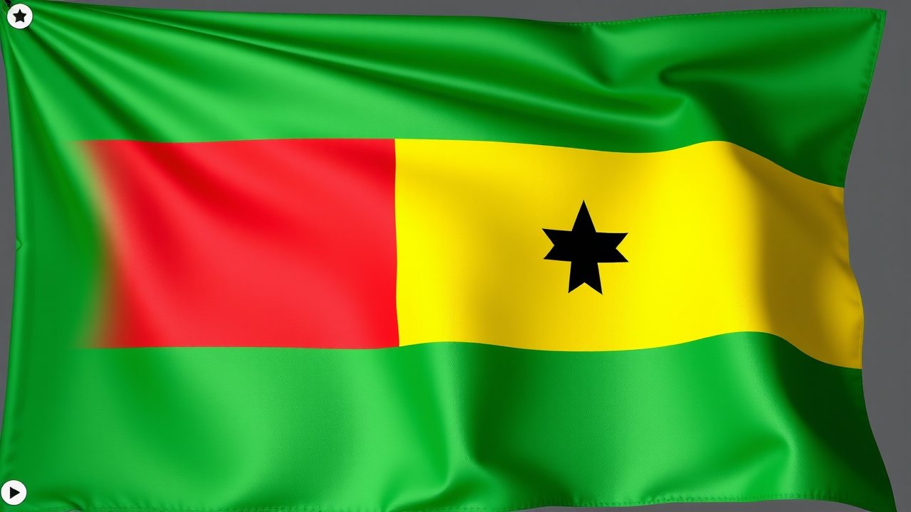 Flag of Sao Tome and Principe 🇸🇹 in 3d glossy render style