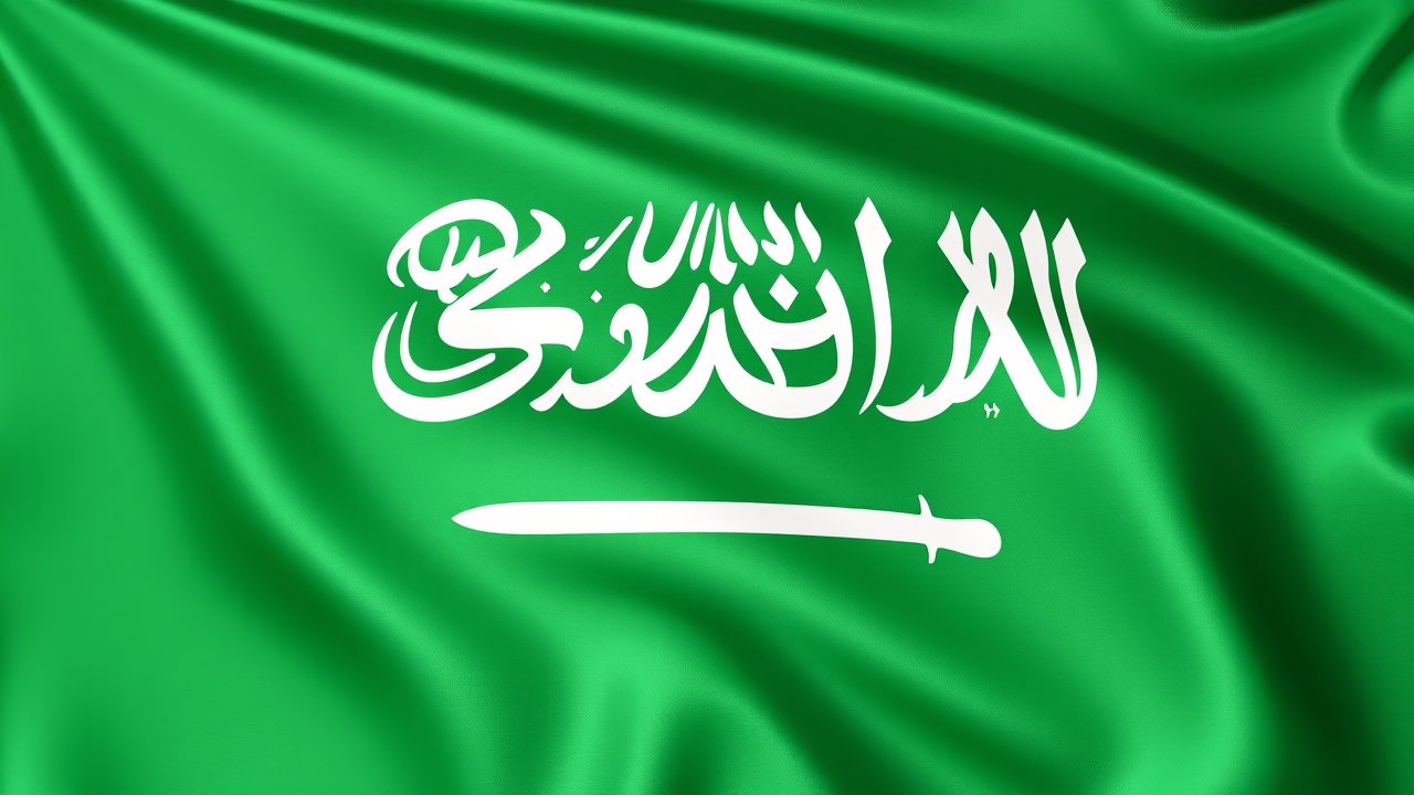 Flag of Saudi Arabia 🇸🇦 in 3d glossy render style
