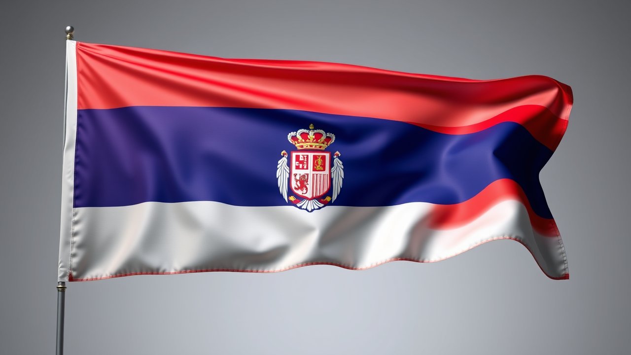 Flag of Serbia 🇸🇳 in 3d glossy render style