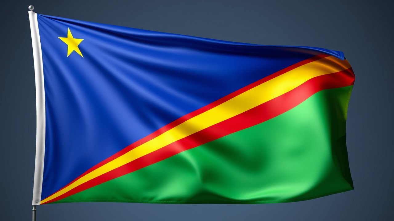 Flag of Seychelles 🇸🇨 in 3d glossy render style