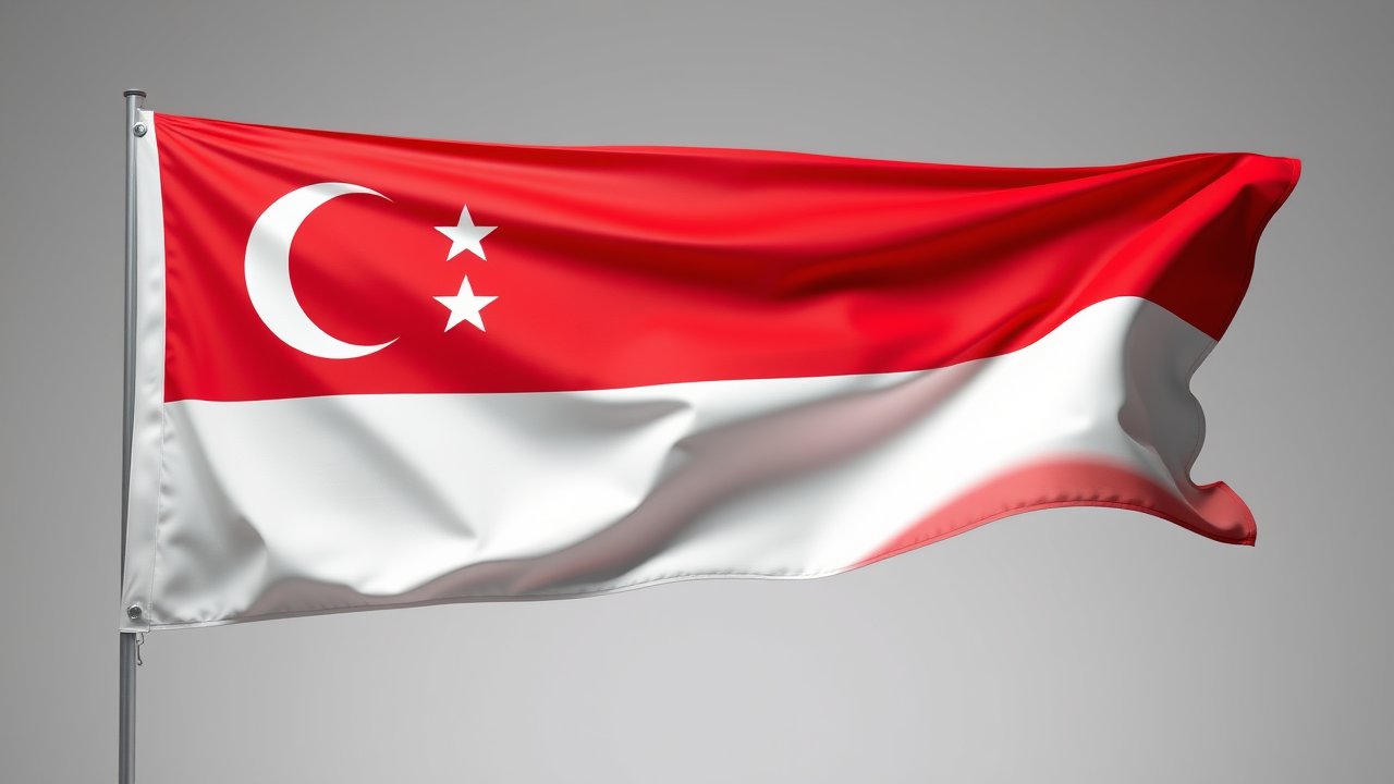 Flag of Singapore 🇸🇬 in 3d glossy render style