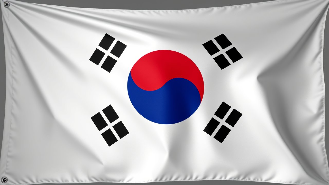 Flag of South Korea 🇰🇷 in 3d glossy render style