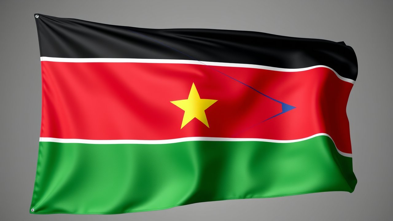 Flag of South Sudan 🇸🇸 in 3d glossy render style