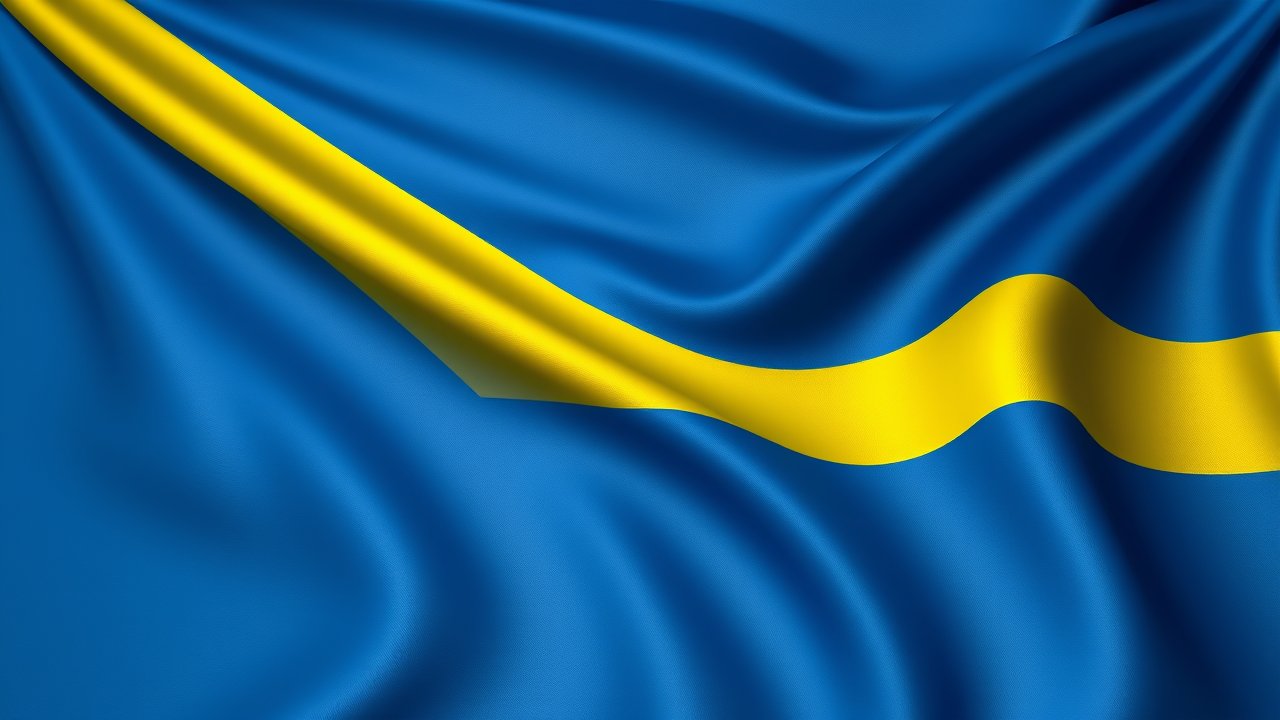 Flag of Sweden 🇸🇪 in 3d glossy render style