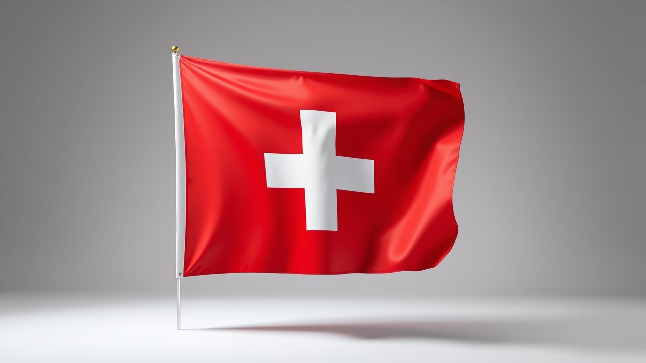 Flag of Switzerland 🇨🇭 in 3d glossy render style