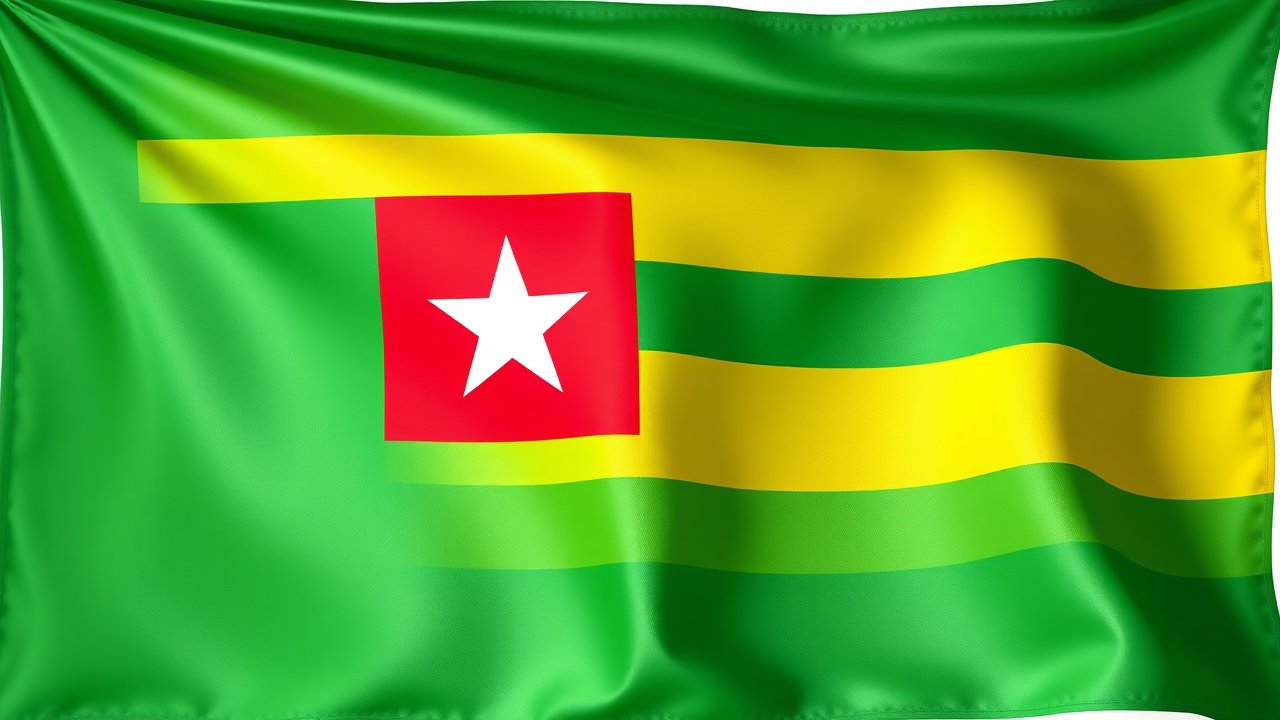 Flag of Togo 🇹🇬 in 3d glossy render style