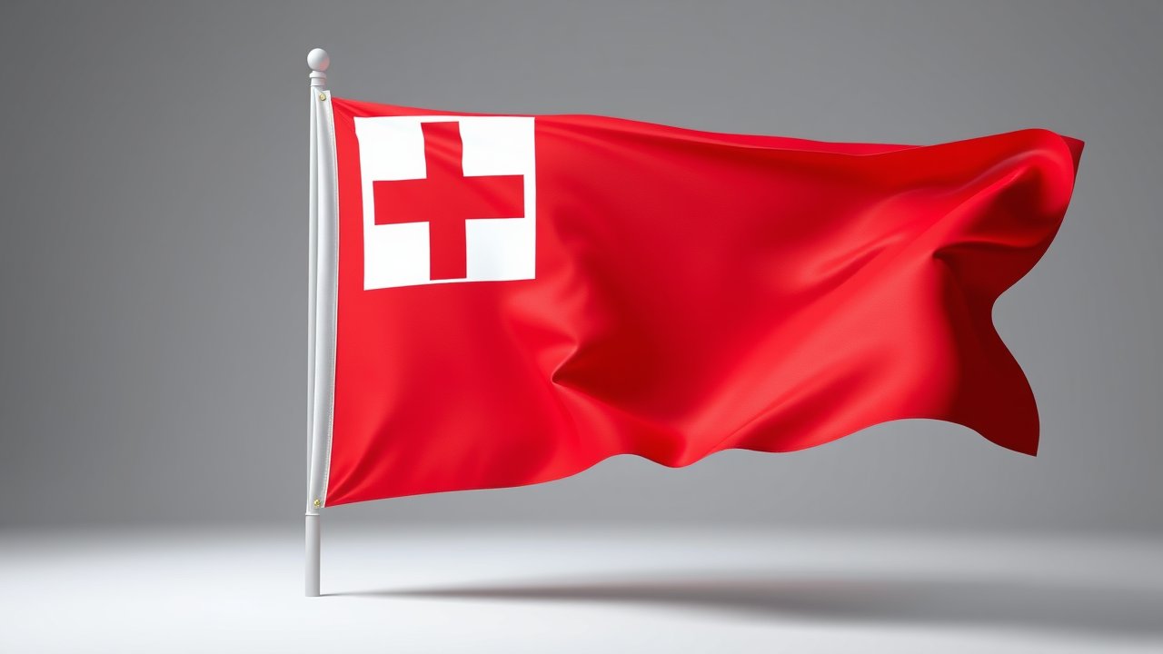 Flag of Tonga 🇹🇴 in 3d glossy render style